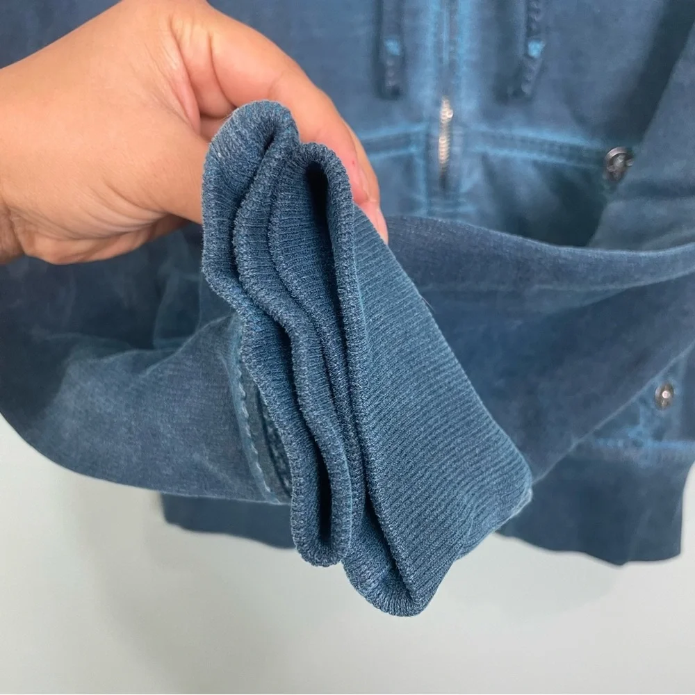 True Religion Unwashed Big T Zip Hoodie Acid Blue Size Medium 100%‎ Cotton
